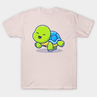 Cute Turtle Doing Yoga Cartoon T-Shirt